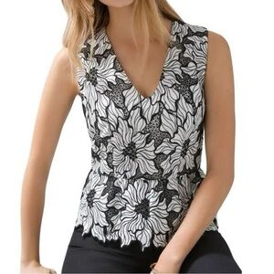 WHBM Floral Lace Peplum Blouse